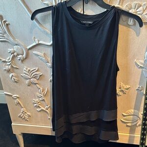 Banana Republic Black Sleeveless Layered Hem Tank